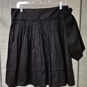 Burberry Black Cotton Skirt Side Zipper & Bow Tie Sz. 6